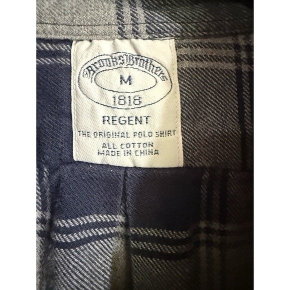 Brooks Brothers 1818 Regent Fit Plaid Flannel Button Down Shirt Men's M Blue - Picture 3 of 6